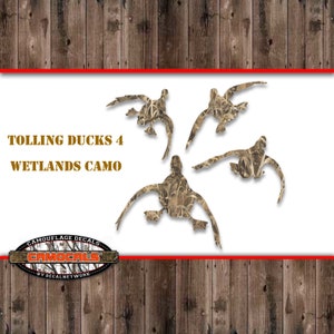 Camouflage tolling ducks decal, camo silhouette, waterfowl decals, wetlands camo, car, truck, SUV window sticker