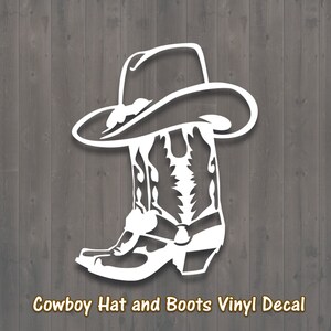 Cowboy Hat and Cowboy Boots vinyl decal car truck suv window sticker