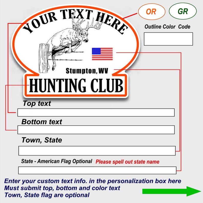 Custom Printed Color Hunting Club Decals 3x 4 | Etsy