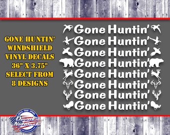 Gone Huntin' Series windshield vinyl decals hunting game birds and color options