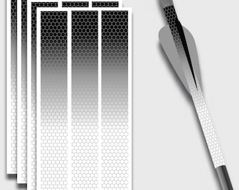 Arrow wraps Qty. 14 1"x7" Honey Comb Fade Black-Grey-White Archery Bow Hunting Arrow Building