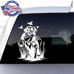 Duck hunting waterfowl vinyl decal Lab with mallard 2