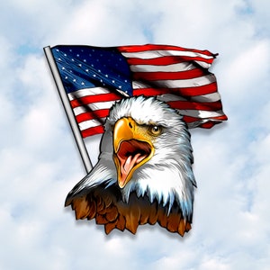 Bald Eagle Car Decal American flag Patriotic vehicle window vinyl sticker USA