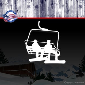 Ski chairlift snowboards skiing vinyl decal car truck suv window sticker
