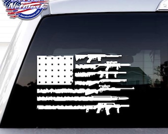 American Flag vinyl decal Guns Patriotic window sticker car glass