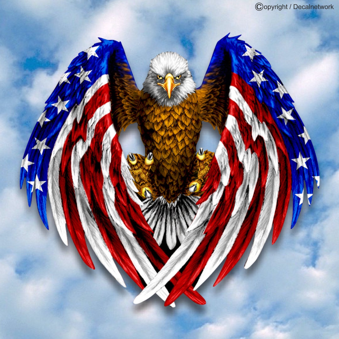 American Flag Golden Eagle V2 Decal Large 24