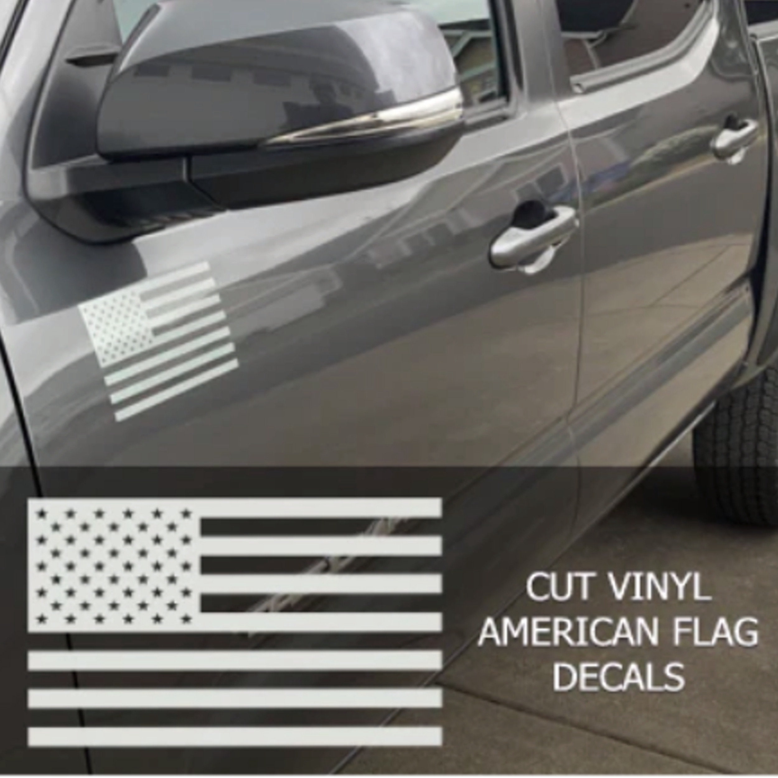 American Flag Vinyl Decal Set 1 Right and 1 Left Facing Three Size ...