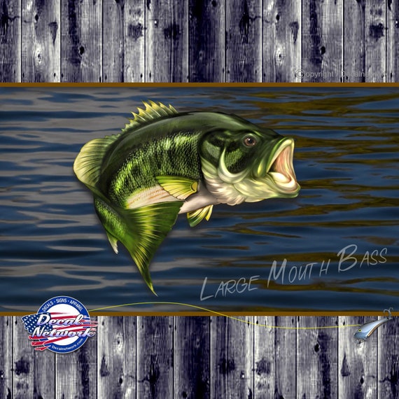 Large Mouth Bass fish fishing vinyl decal 6.5x 7.5 truck car suv window  sticker