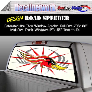 Road runner perforated window decal see thru graphic vinyl sticker truck window full size and mid size truck windows