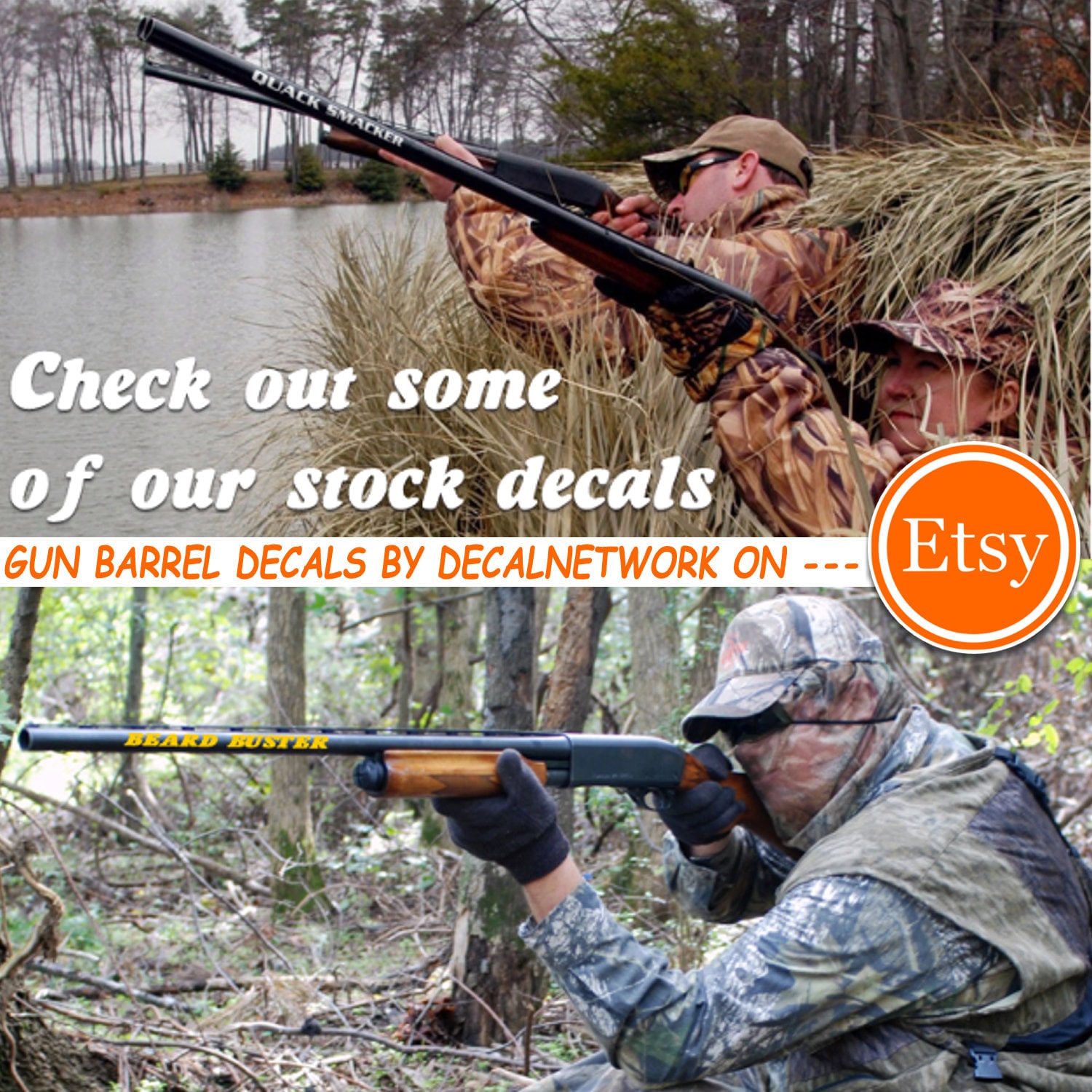 LAY EM OUT Shotgun or Rifle Duck Hunting Barrel Decal 2PK 