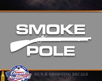 Smoke pole flintlock muzzleloader black powder rifle vinyl decal window sticker 4"x 10"