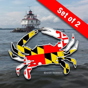 5&quot;x 7&quot; Maryland Flag blue crab decal car truck suv stickers set of 2