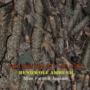 Camouflage craft vinyl decal sticker cutting 12&quot; by 48&quot; or 96&quot; & 24&quot;x 48&quot; Bushwolf Ambush woodland pattern