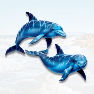 Dolphins vinyl decal full color 9&quot;x 10&quot; truck car suv window sticker