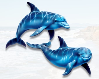 Dolphins vinyl decal full color 9"x 10" truck car suv window sticker