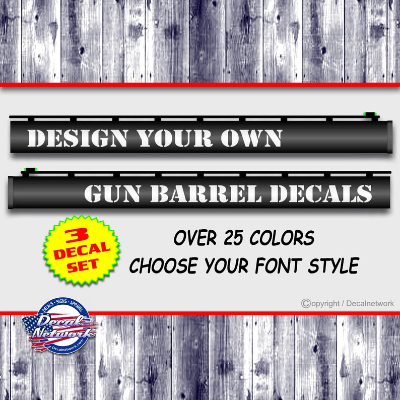 Custom Gun Barrel Decals Custom Text Set of 3 Decals for Etsy