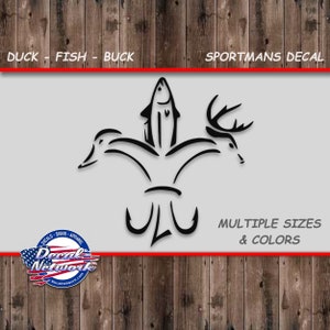 Deer Hunting & Fishing Vinyl Decal – 7x7 Inch White Sticker For Car Window, Truck, Laptop, Outdoor Gear