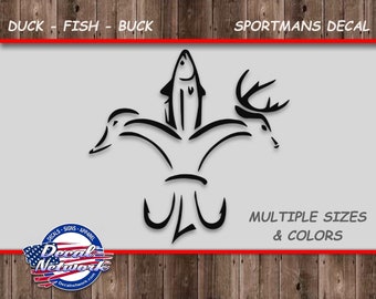 Duck Fish Buck Deer Sportsman Vinyl window decal sticker hunting fishing outdoors