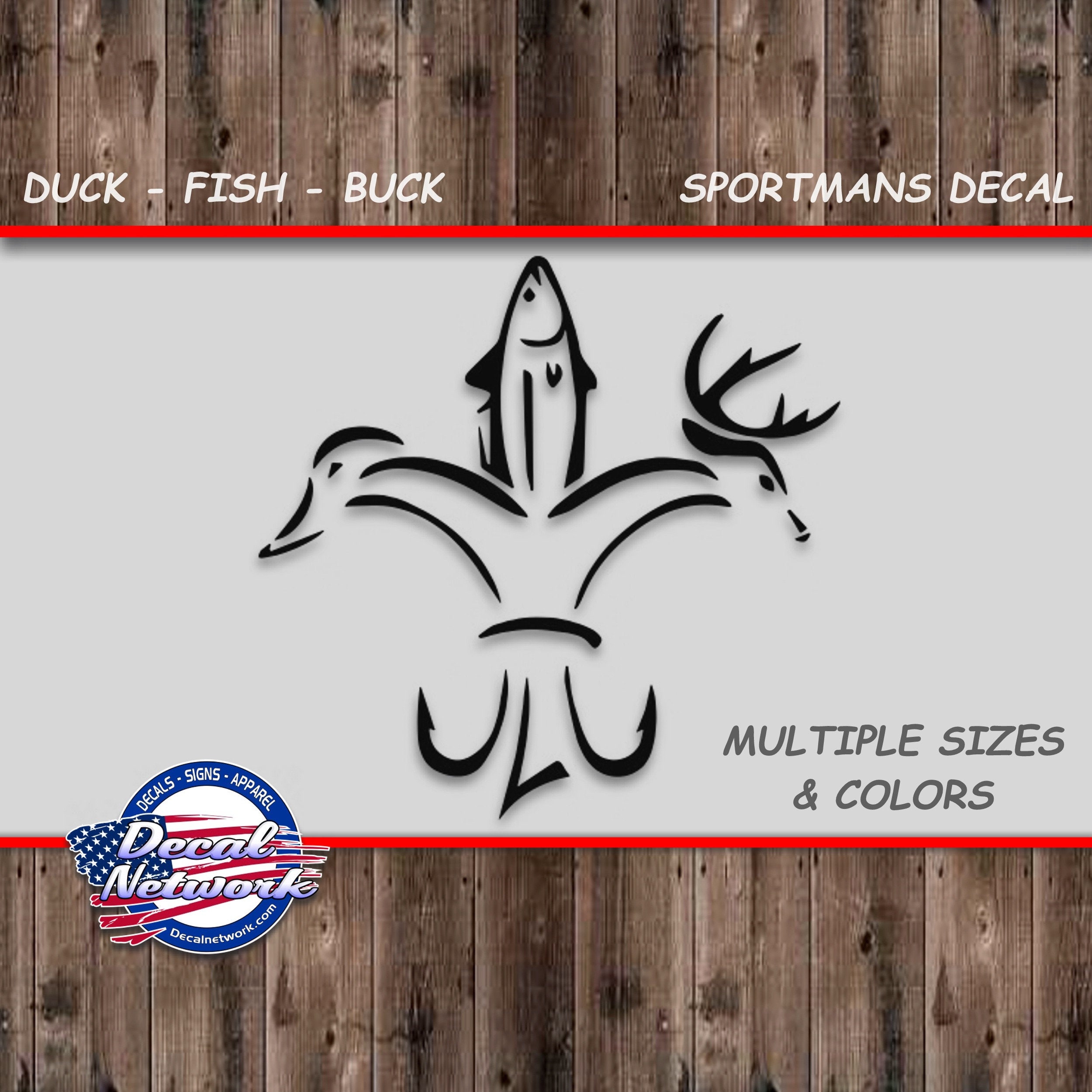 Duck, Buck, Fishing Hook Hunting/Outdoors Vinyl Decal Sticker V1