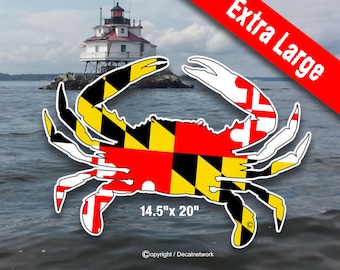 Maryland Flag blue crab decal 14.5"x 20" Extra Large sticker