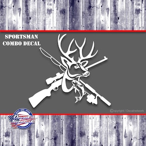 Sportsman Combo decal hunting fishing deer fish vinyl decal multiple sizes and color options
