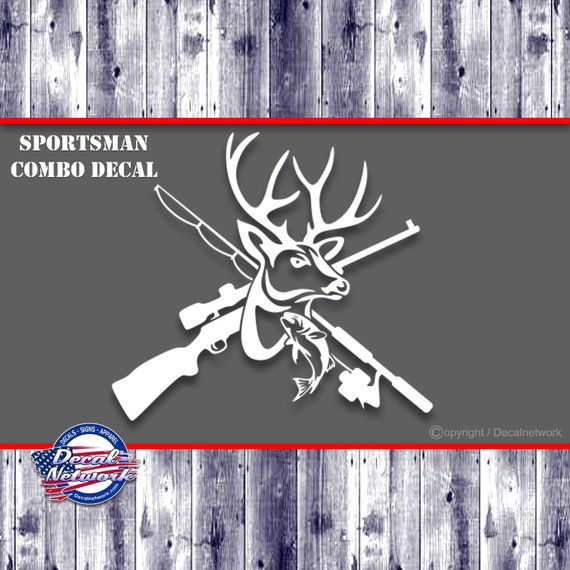 Sportsman Combo Decal Hunting Fishing Deer Fish Vinyl Decal