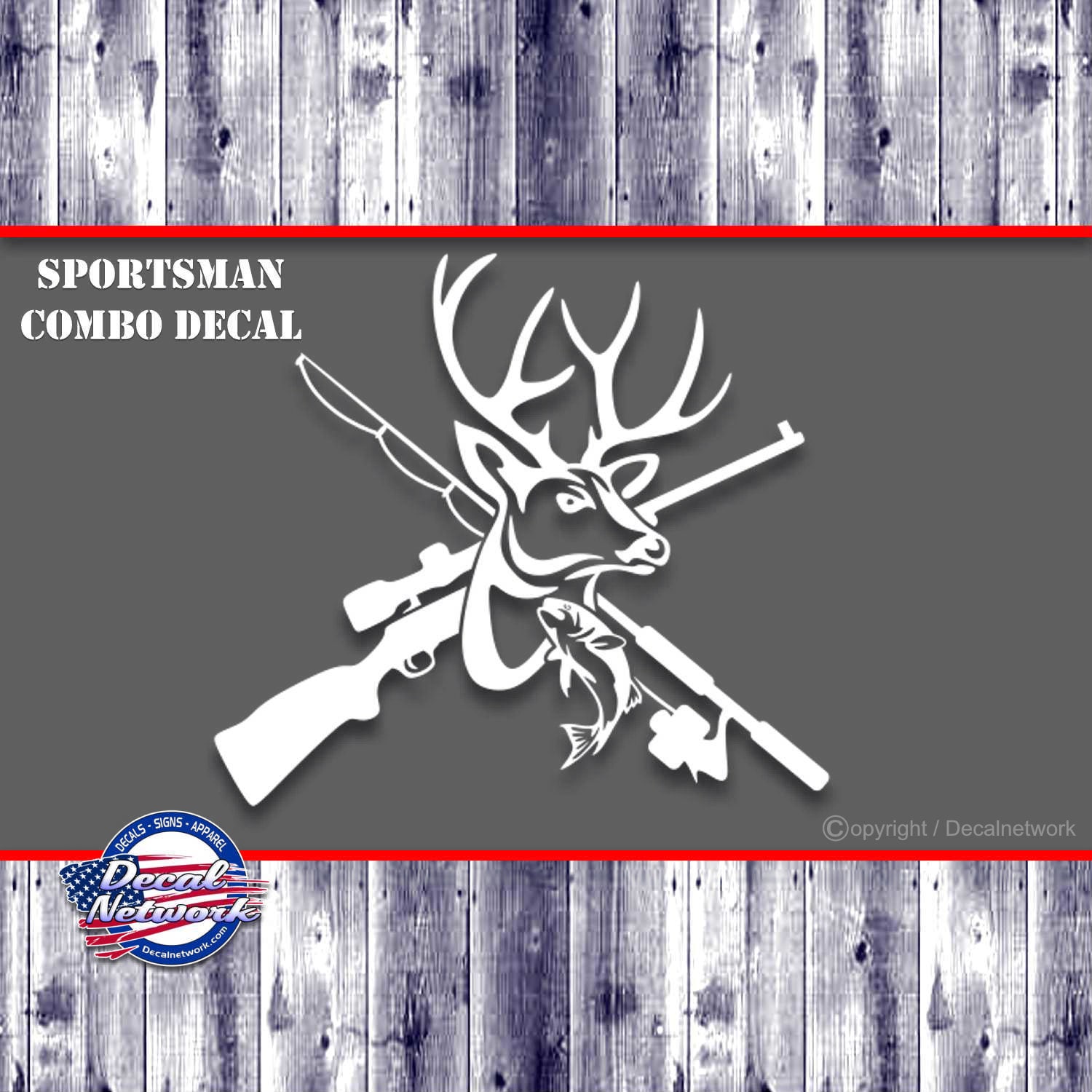 Sportsman Combo Decal Hunting Fishing Deer Fish Vinyl Decal Multiple Sizes  and Color Options -  Canada