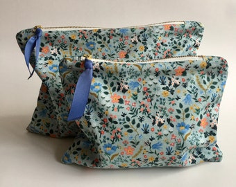 NEW! Rifle Paper Co Makeup Bag - Bramble Fields Light Blue