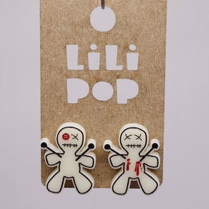 Stud earrings Lili0230 Voodoo doll Halloween reclaimed plastic