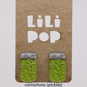 Stud earrings Lili0865 Canned food harvest strawberry peache pickle jam laser lilipop