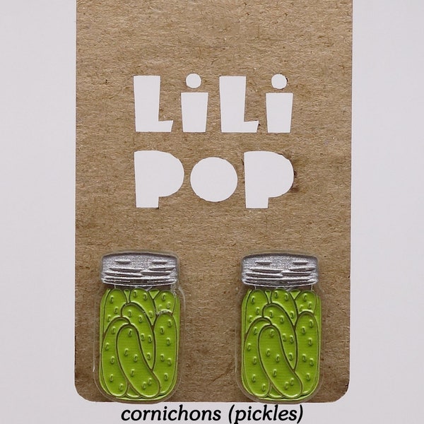 Stud earrings Lili0865 Canned food harvest strawberry peache pickle jam laser lilipop