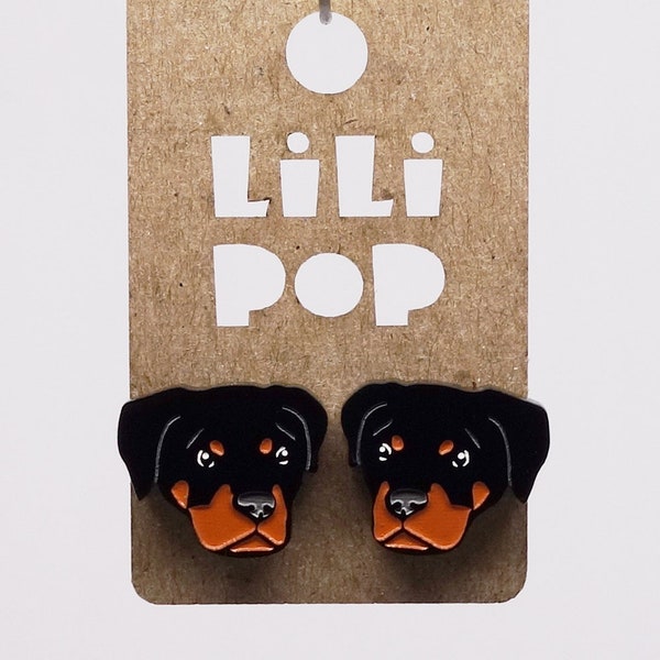 Boucles d'oreilles Lili0817 Rottweiler chien plastique noir laser lilipop