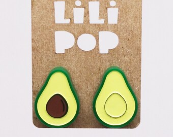 Stud earrings Avocado Lili0714 green plastic laser Lilipop