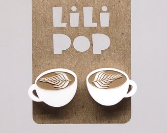 Stud earrings Lili0806 Coffee milk foam plastic laser lilipop