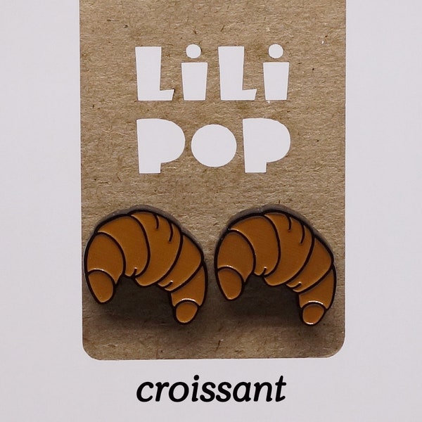 Stud earrings Lili0868 Croissant breakfast coffee strawberry jam laser plastic lilipop