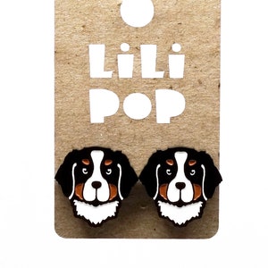 Stud earrings Lili0827 Bernese Mountain Dog laser lilipop