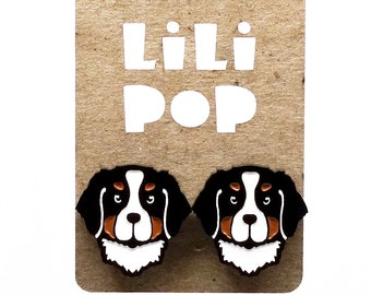 Stud earrings Lili0827 Bernese Mountain Dog laser lilipop