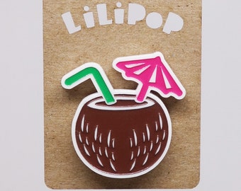 Pins Coconut drink (Lili0614) reclaimed plastic lilipop laser