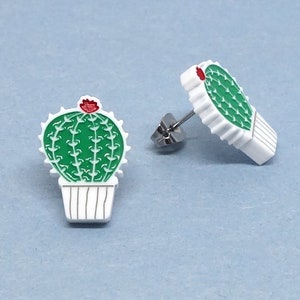 Stud earrings Lili0477 Cactus plant green reclaimed plastic laser lilipop image 5