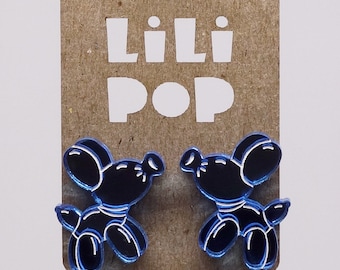 Stud earrings Lili0945 Balloon dog mirror reclaimed plastic laser lilipop