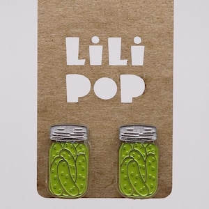 Boucles d'oreilles Lili0865 Conserves cornichons pot masson laser lilipop