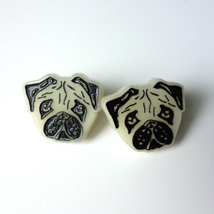 Earrings studs Pug dog Lili0349 engraved and lasercut recycled plastic image 2