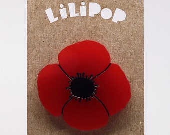 Pins Lili0950 Poppy flower red reclaimed plastic laser lilipop
