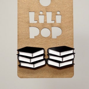 Stud earrings "Books" (Lili0573) reclaimed and lasercut plastic