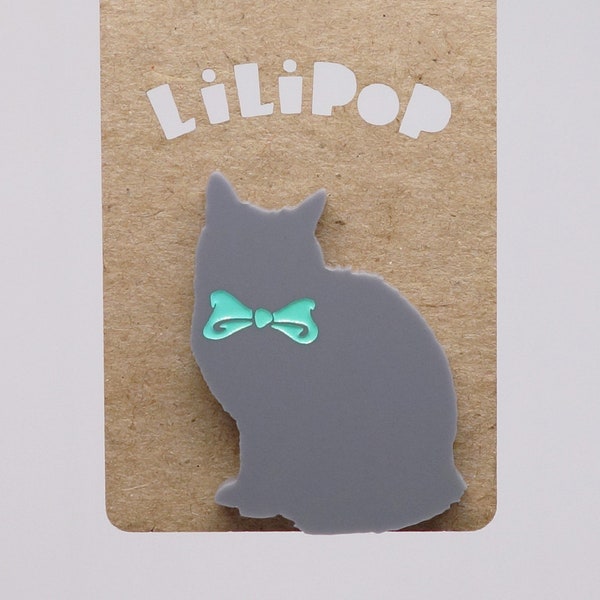 Épinglette Chat boucle (Lili0185) plastique récupéré laser lilipop