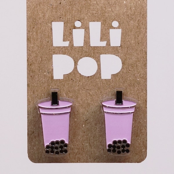 Stud earrings Lili0934 Bubble tea reclaimed plastic laser lilipop