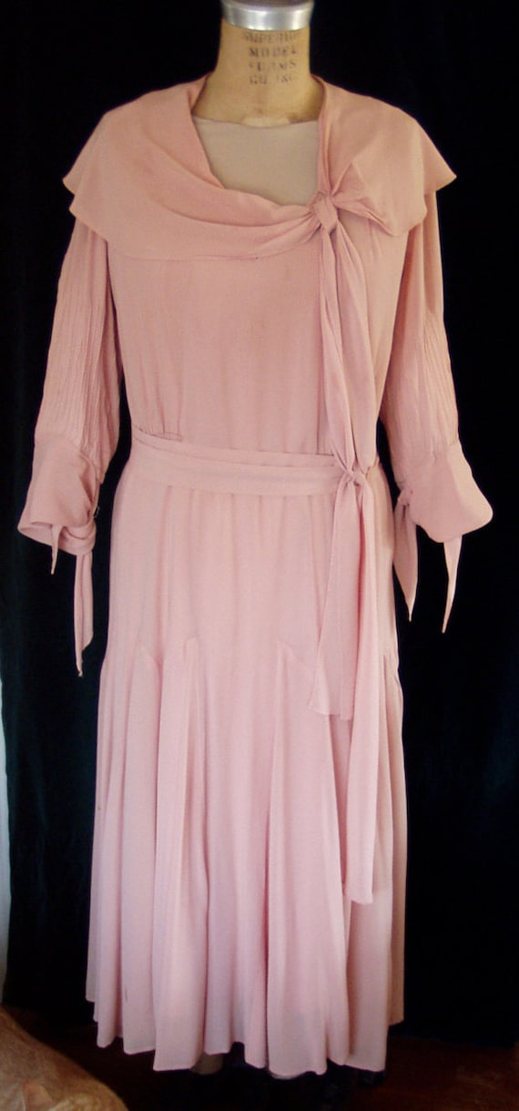 1920's-30's Pink Chiffon Dress