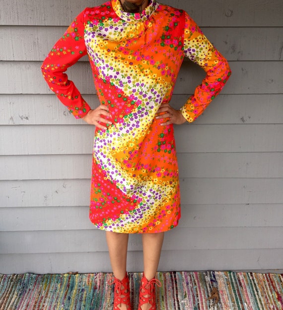 bright floral midi dress