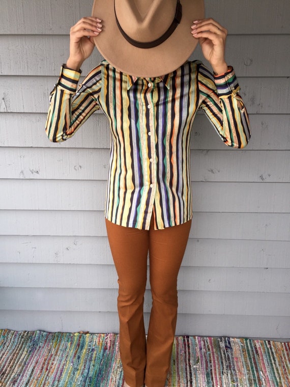 VTG 70s Striped Buttoned Blouse