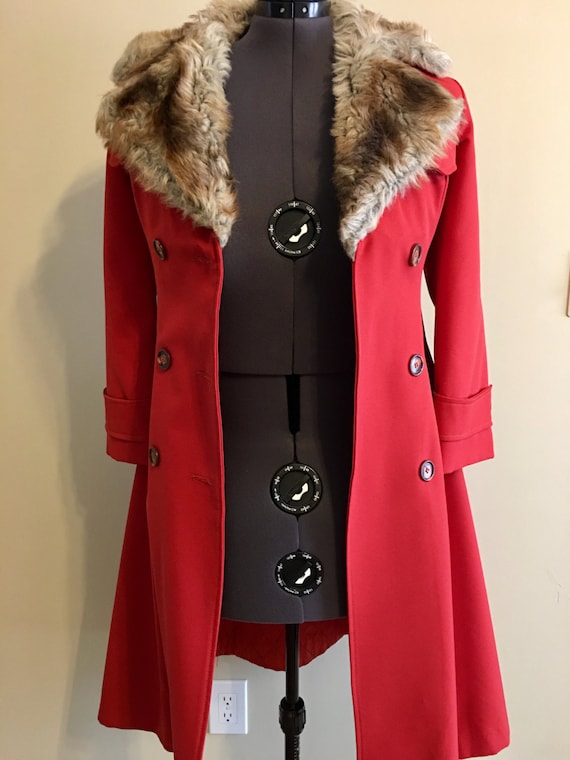 VTG 70s Faux Fur Collar Coat